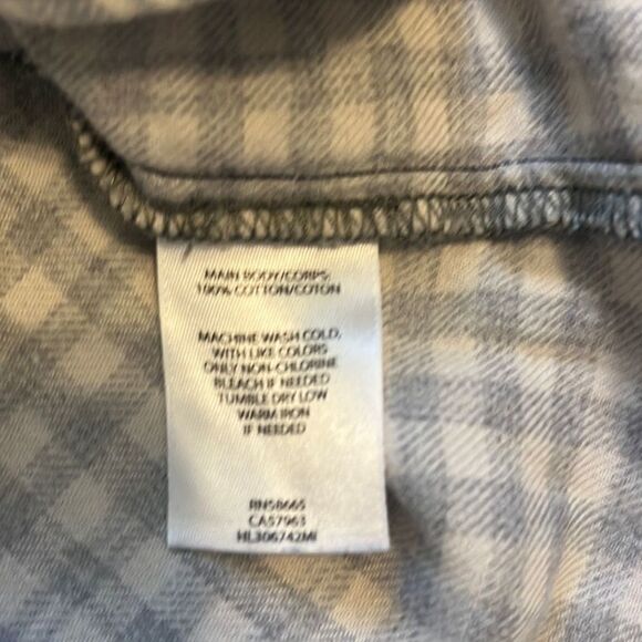 𝅺Treasure & Bond EUC Grey Cream Plaid Long Sleeve Button Down Hoodie Sz XS - Picture 5 of 7